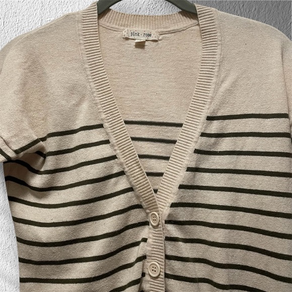 H&M Cream and Brown Cardigan Sweater with V-Neck - Picture 3 of 11